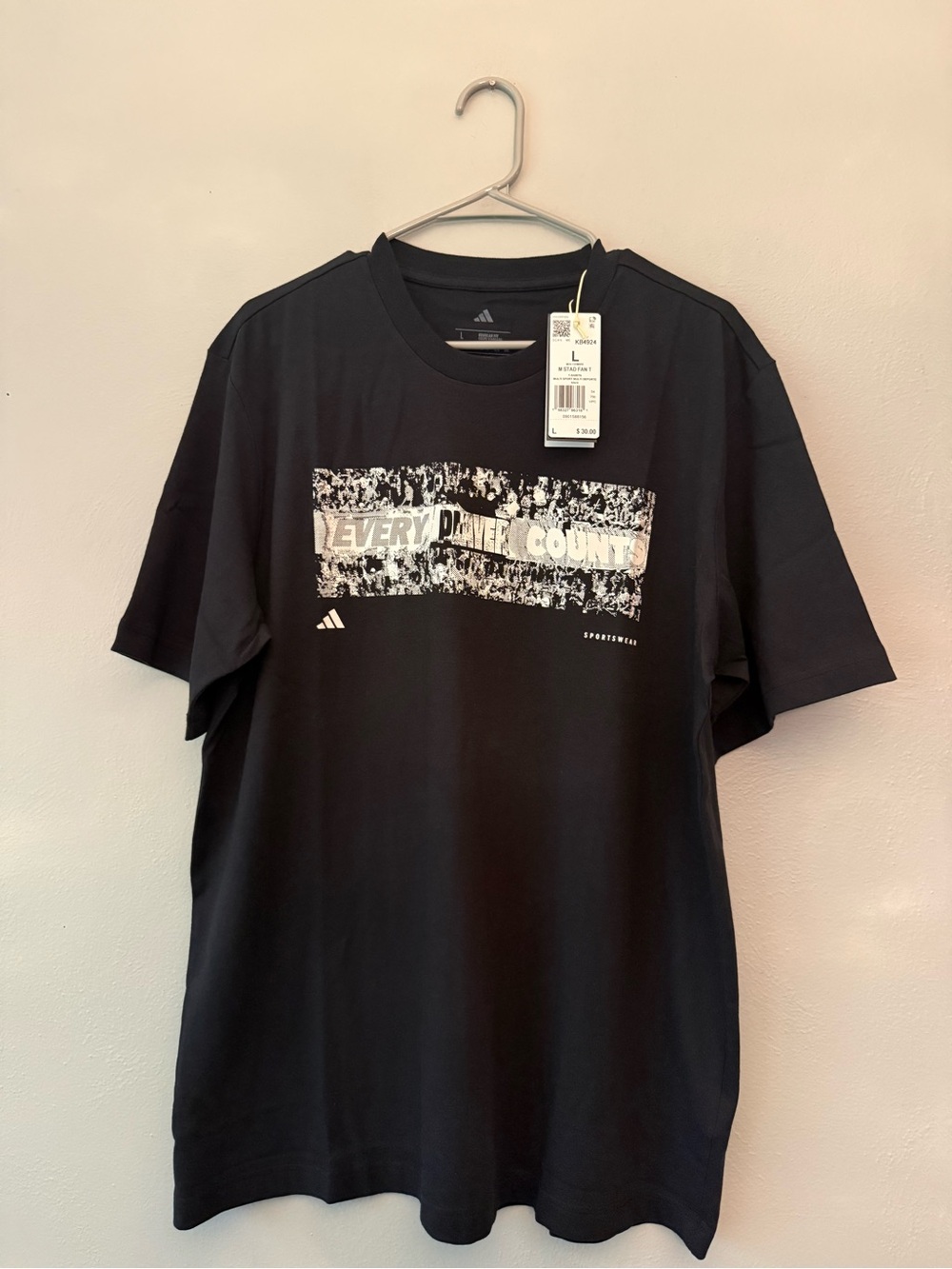 adidas Black Short-Sleeve Graphic Tee with White Print